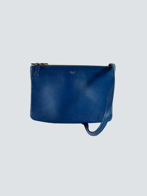Celine Blue Leather Crossbody Handbag