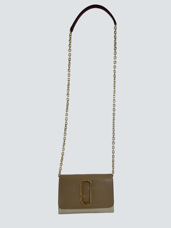 Marc Jacobs Cream & Brown Leather Wallet on Chain