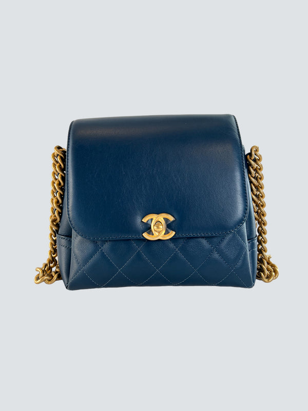Chanel Teal Leather Handbag