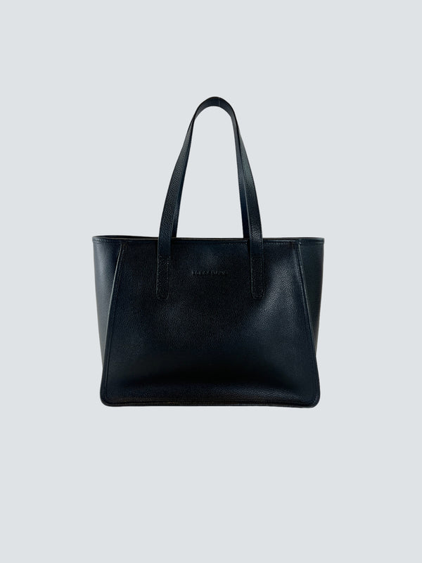 Longchamp Black Leather'' Le Foulonne L,,  Tote Handbag