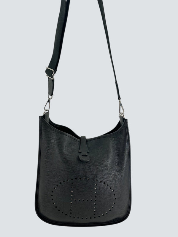 Hermès Black Clemence Leather Evelyn 29