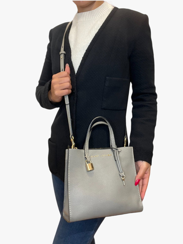 Marc Jacobs Grey Pebbled Leather Mini Grind Crossbody Tote