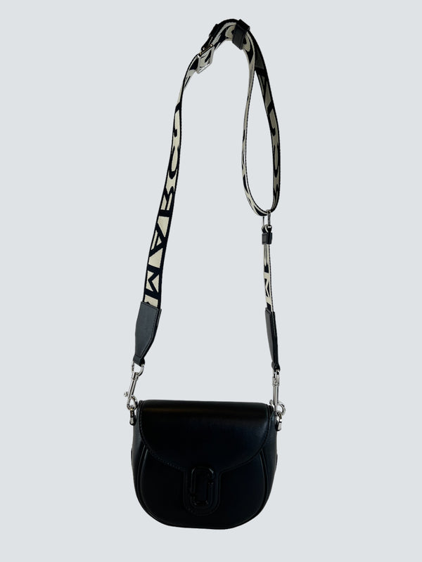 Marc Jacobs Black Leather "The J Marc" Small Saddle Crossbody