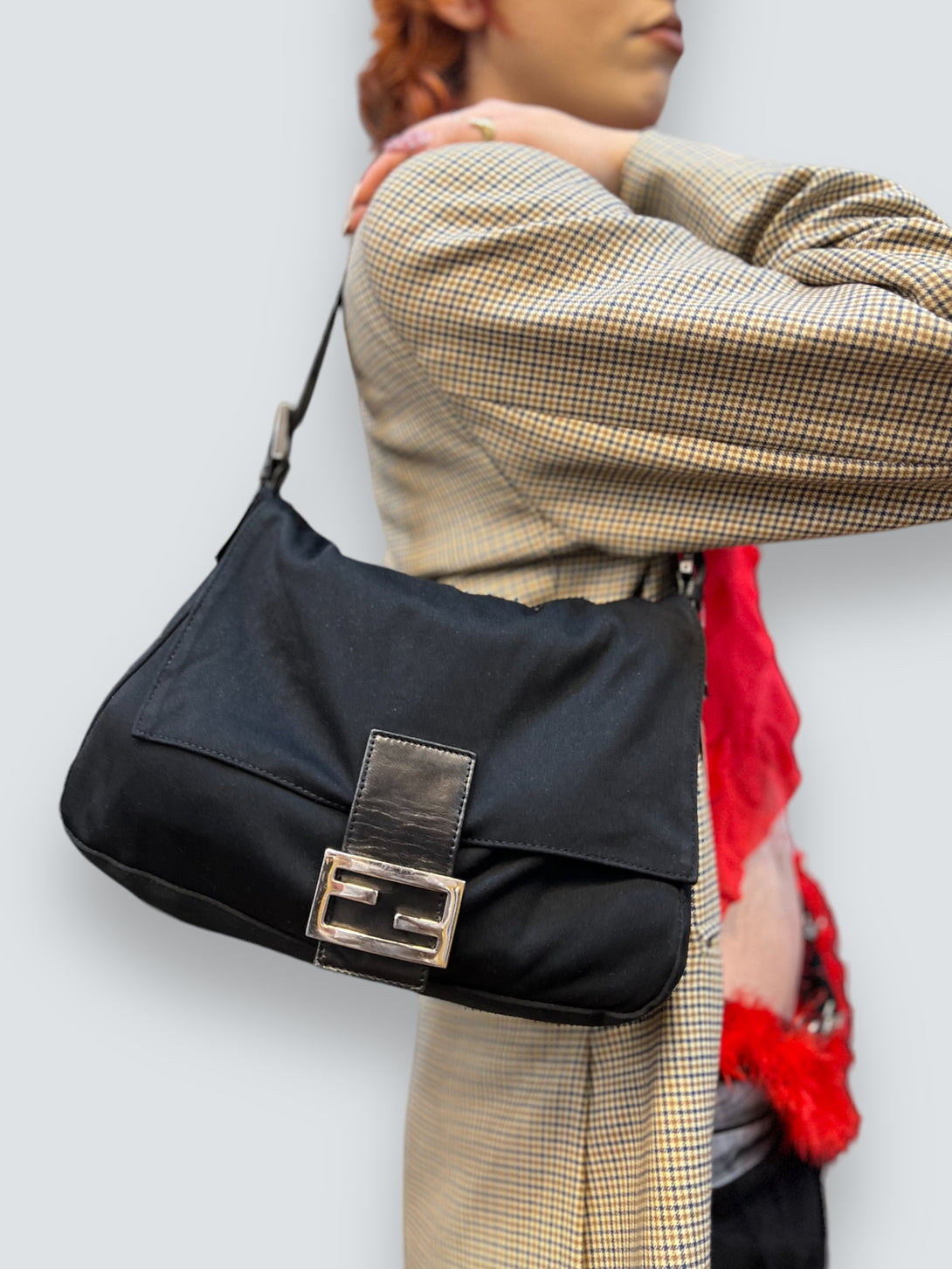 shoulder bag fendi mama baguette black Fendi Black Nylon Mama Baguette Shoulder Bag – Siopaella Designer