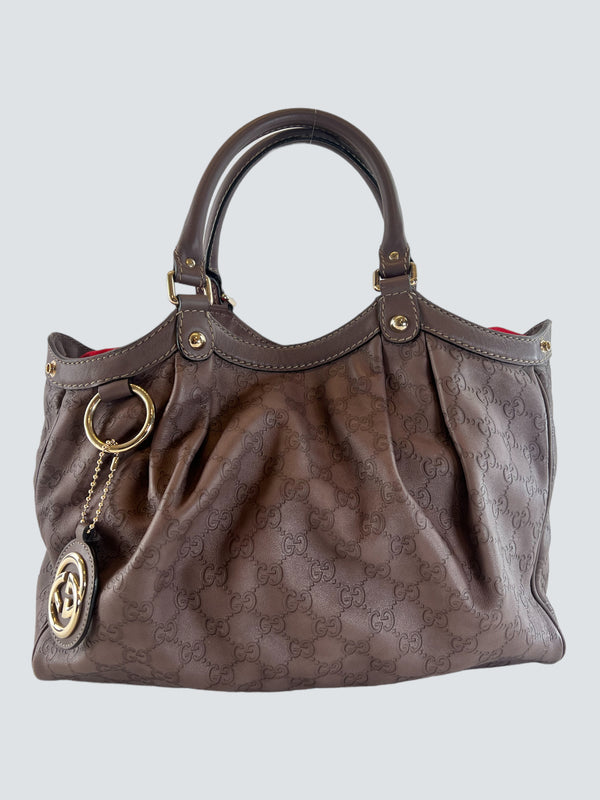 Gucci Purple Embossed Leather Tote
