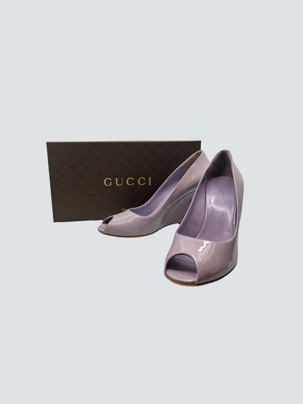 Gucc Purplei Size EU 38.5 Patent Leather High Heels
