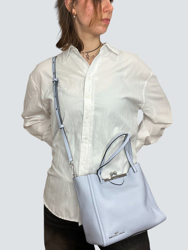 Marc Jacobs "The Kiss Lock" Pale Blue Leather Crossbody Tote
