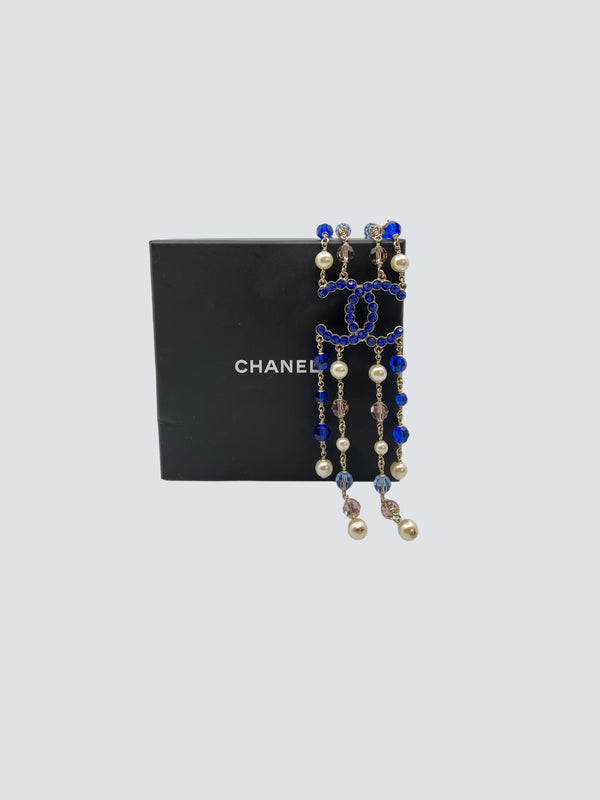 Chanel Blue Crystal CC Necklace