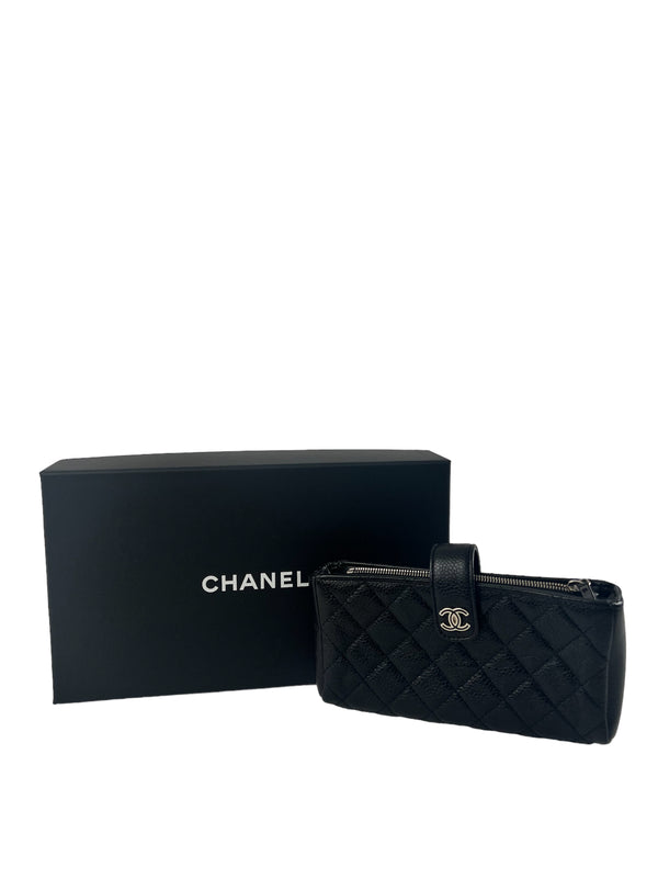 Chanel Black Caviar Leather Wallet / Phone Wallet