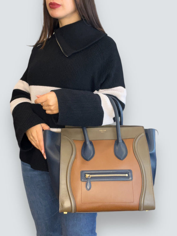 Celine Multi Colour Calf Leather "Phantom" Luggage Tote Handbag