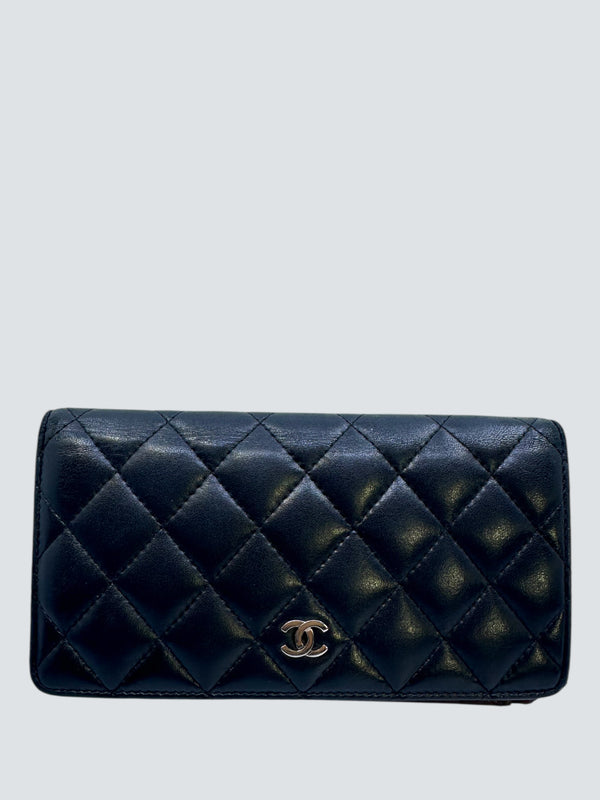 Chanel Black Lambskin Leather Wallet