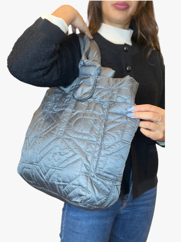 DKNY Grey Fabric Quilted Tote