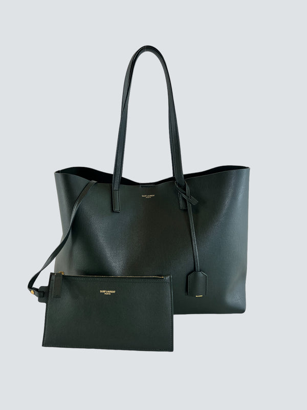 Ysl / Saint Laurent Green Shopping Leather Tote Handbag
