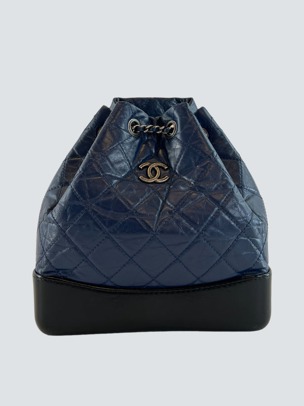 Chanel Navy & Black Lambskin Leather Backpack