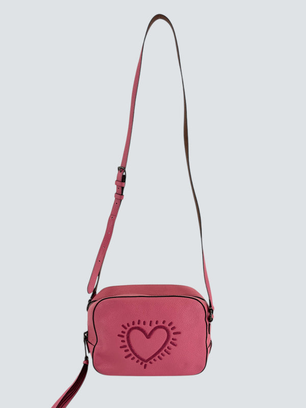 Coach Pink Leather Keith Haring Camera Crossbody