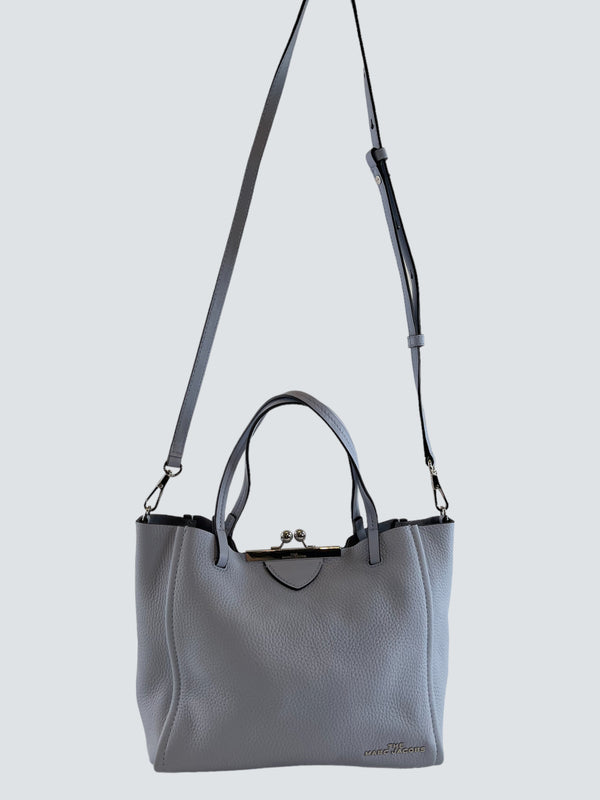 Marc Jacobs "The Kiss Lock" Pale Blue Leather Crossbody Tote