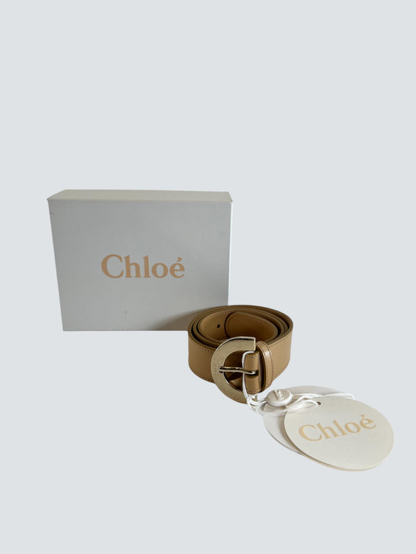 Chloe Milky Brown Leather Belt - 30" Waist