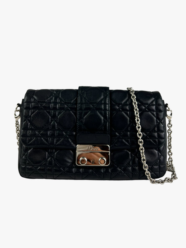 Christian Dior Black Quilted Lambskin Leather “Miss Dior” Crossbody