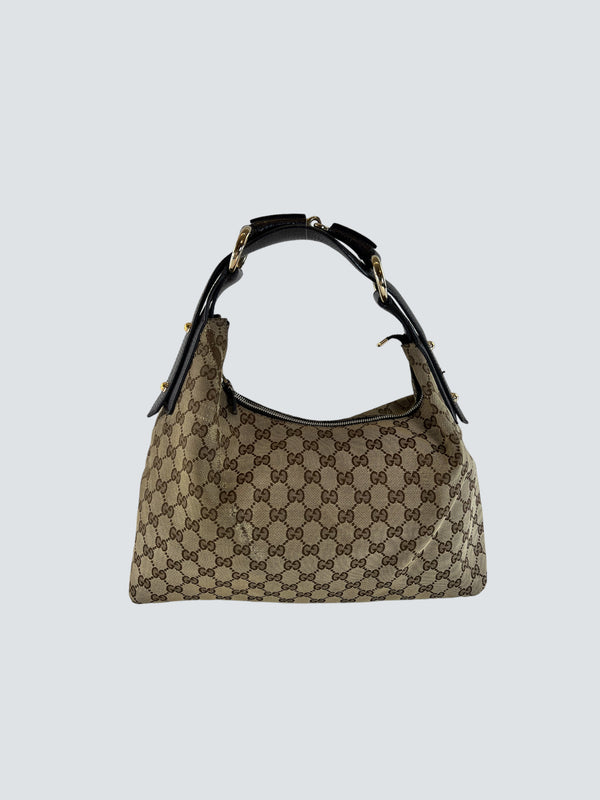 Gucci Monogram Canvas and Leather Vintage Hobo