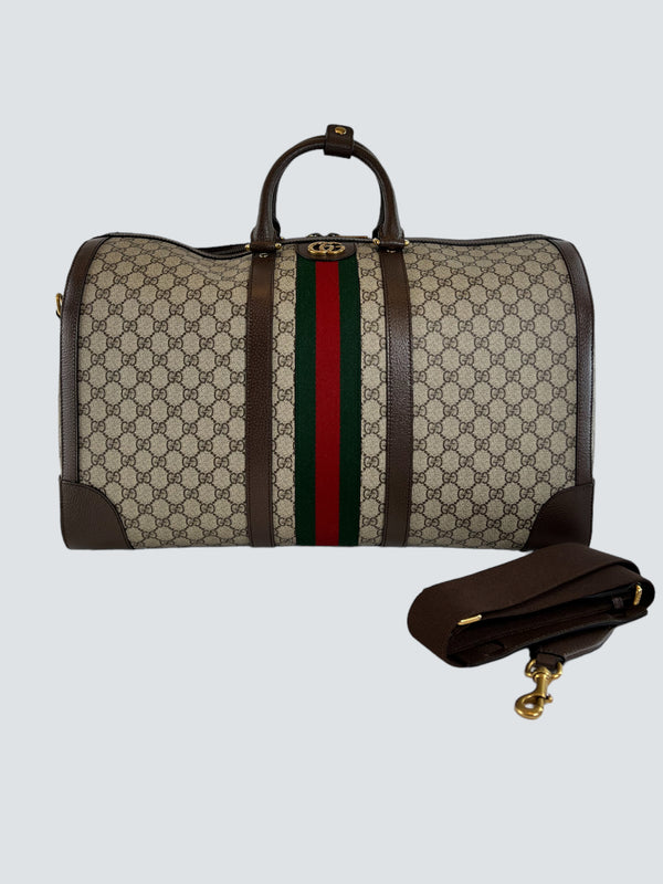 Gucci Monogram Canvas & Leather Savoy Large Duffle Luggage