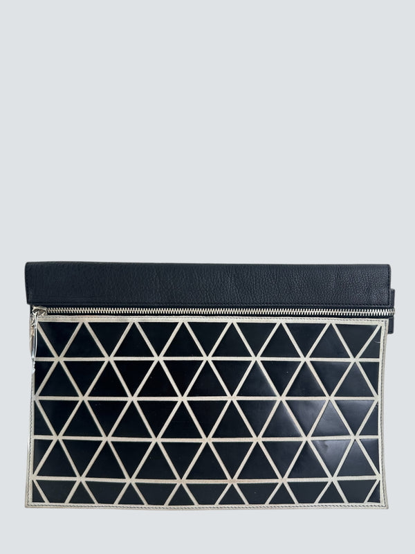 Victoria Beckham Monochrome Print Leather Clutch