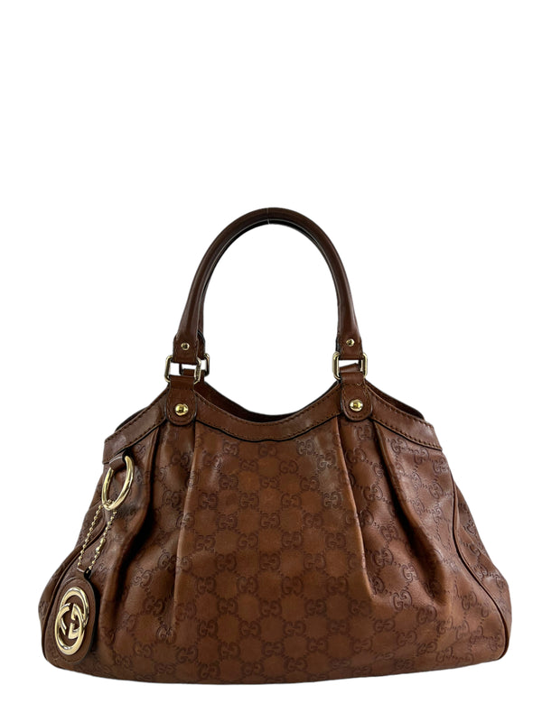 Gucci Caramel Embossed Leather Tote