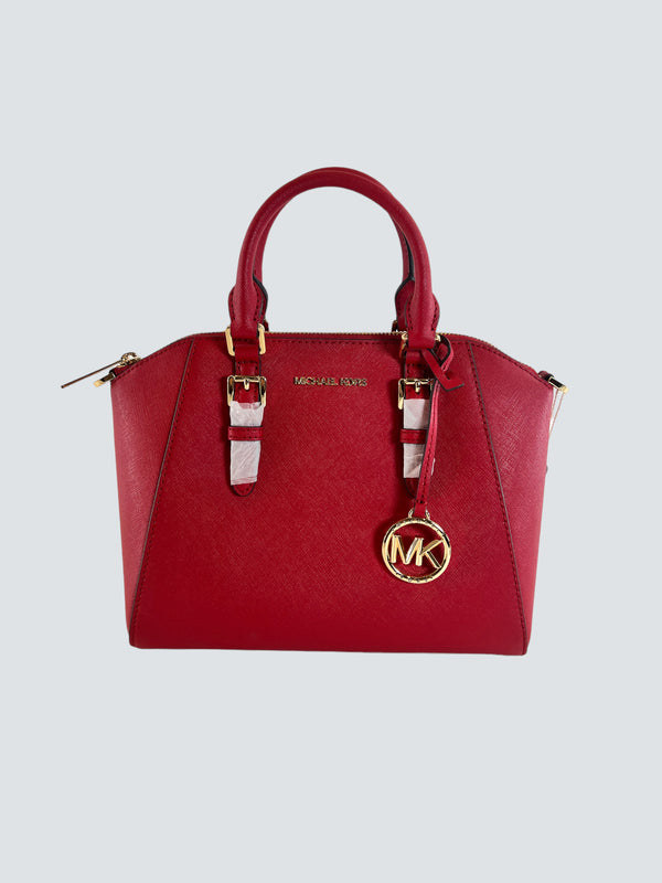 Michael Kors Red Leather Crossbody Tote
