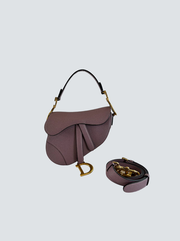Christian Dior Lilac Leather Mini Saddle Bag