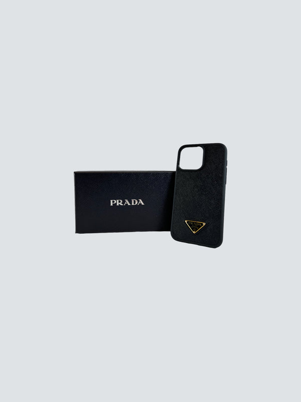 Prada Black Saffiano Phone Case - for iPhone 15 Pro Max