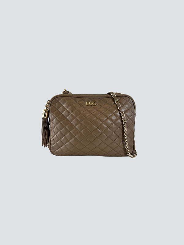 Dolce & Gabbana Taupe Leather Shoulder Bag