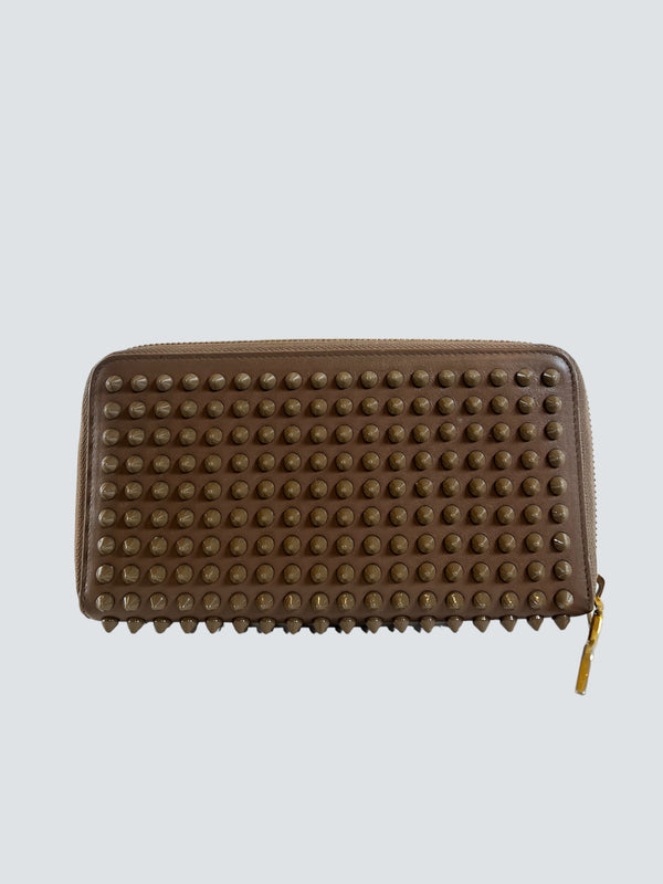 Christian Louboutin Taupe Leather Studded Wallet