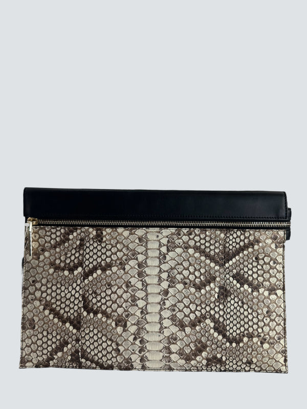 Victoria Beckham Python Effect Leather Clutch