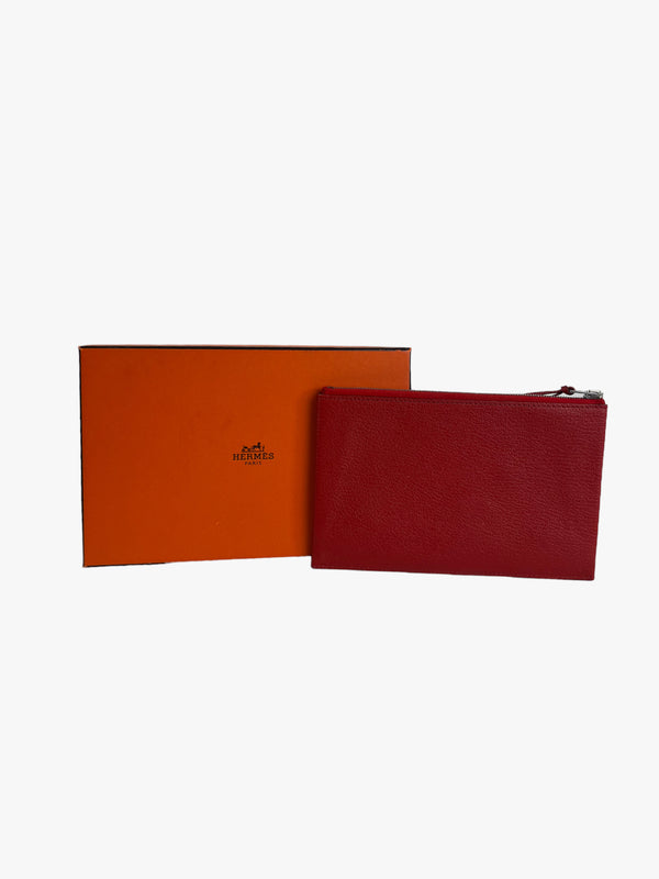 Hermes Red Leather Clarisse Wallet