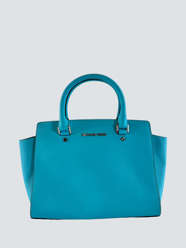 Michael Kors Torquise Blue Leather Tote