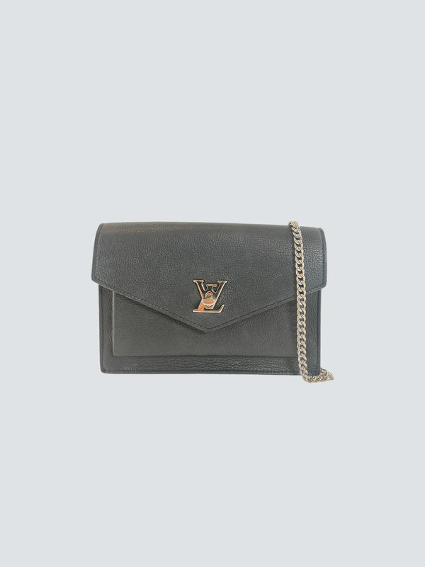 Louis Vuitton Black Leather "MyLockme" Chain Pochette Crossbody
