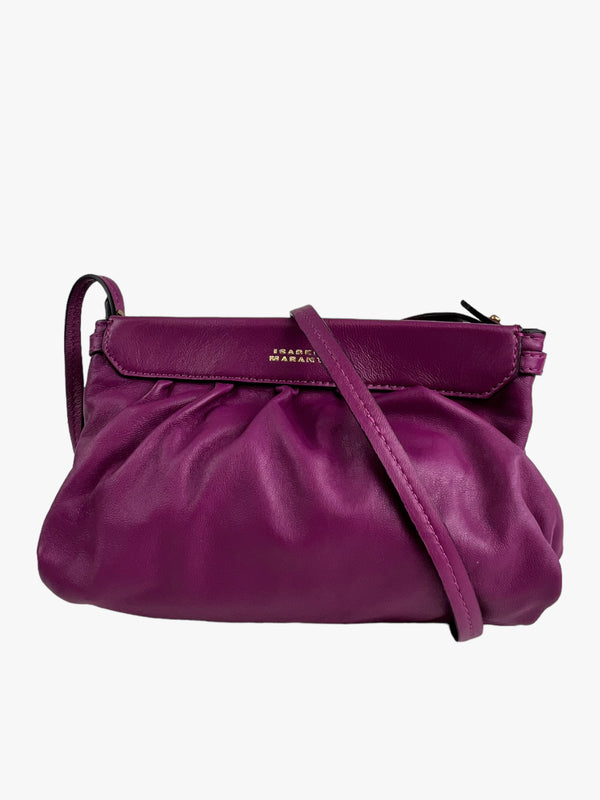 Isabel Marant Purple Leather Ruched Clutch