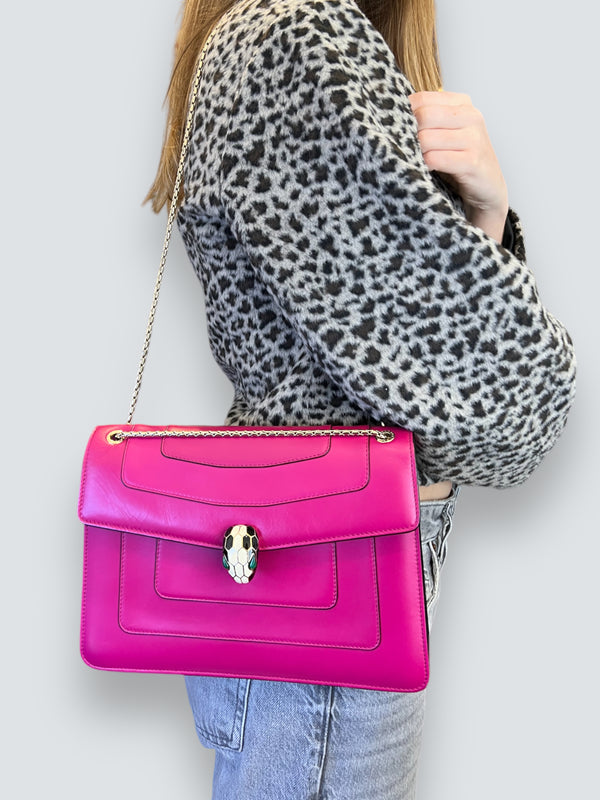 Bvlgari Pink Leather "Serpentine Forever" Crossbody