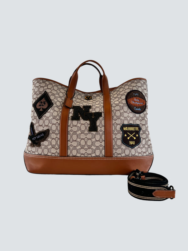 Coach Monogram Canvas & Leather Toby Turnlock Tote