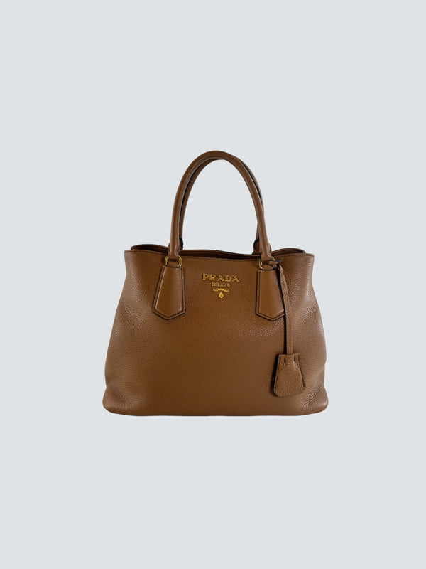 Prada Tan Calfskin Leather Shoulder Bag