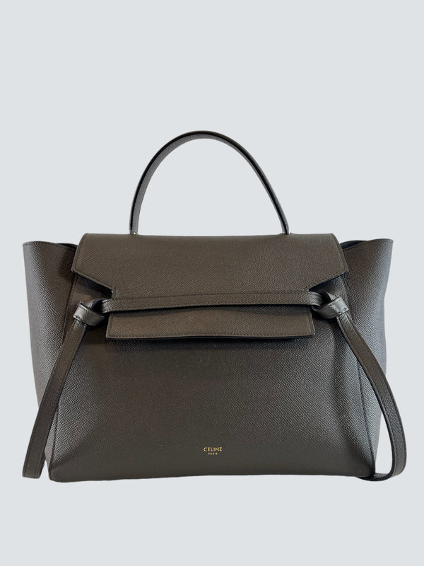 Celine Charcoal Leather Mini Belt Bag