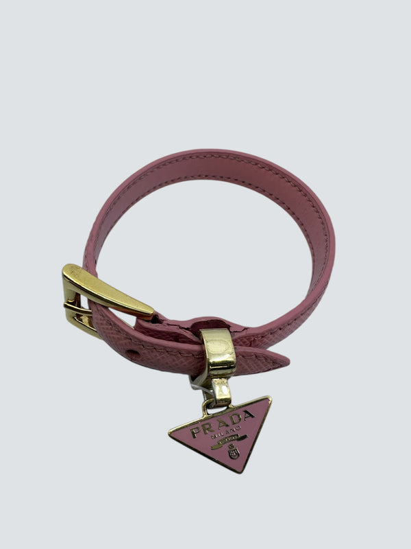 Prada Pink Saffiano Leather Bracelet