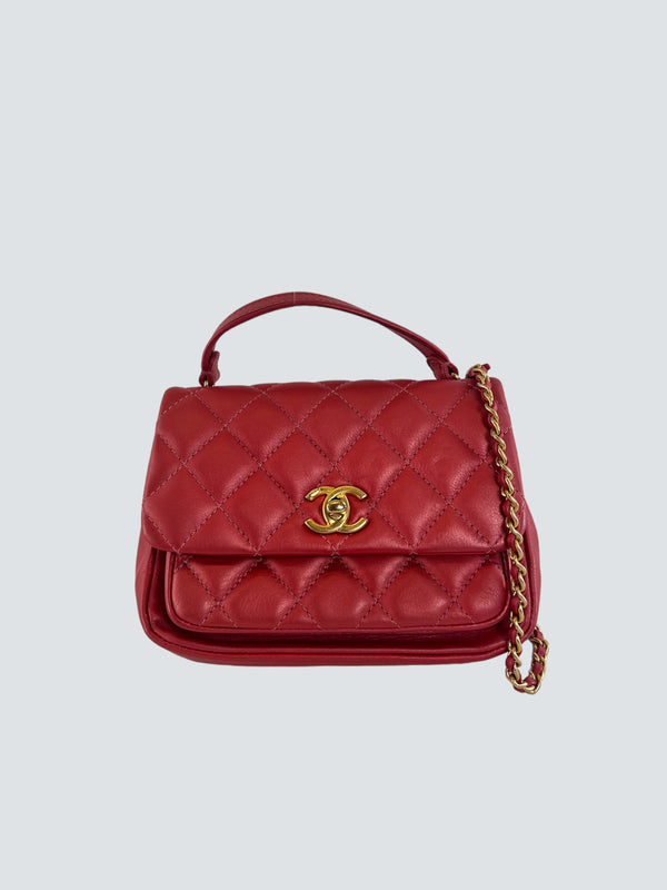 Chanel Pink Lambskin Leather Mini Trendy Top Handle Shoulder Bag