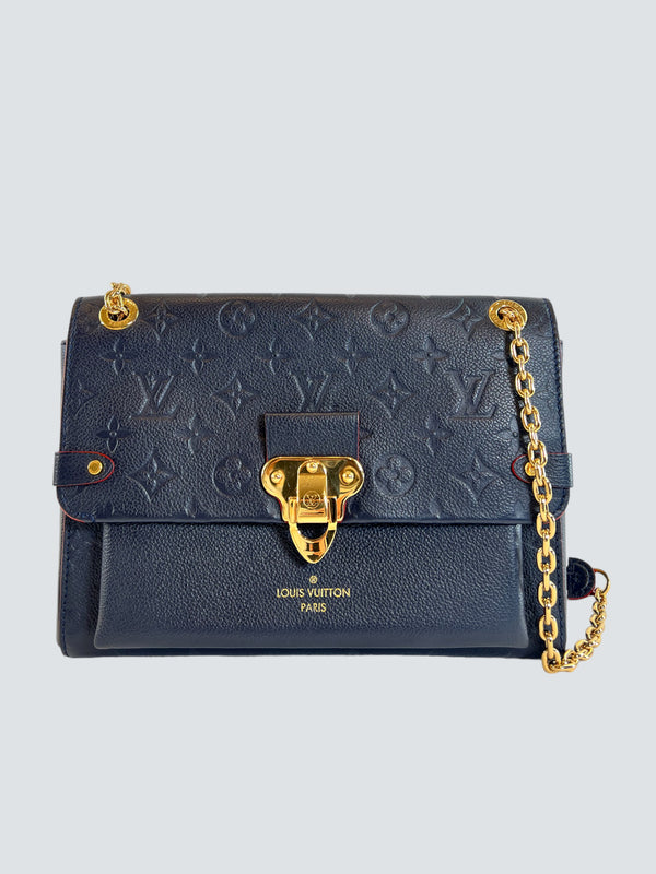 Louis Vuitton Navy Empriente Leather "Vanvin" Shoulder Bag