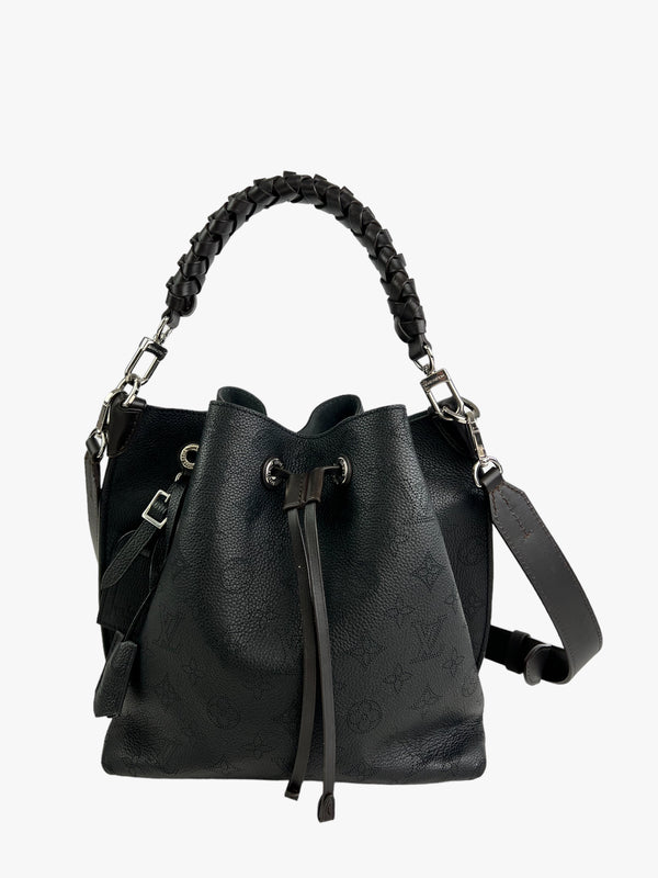 Louis Vuitton Black with Brown Trim Mahina Leather Muria Bucket Bag