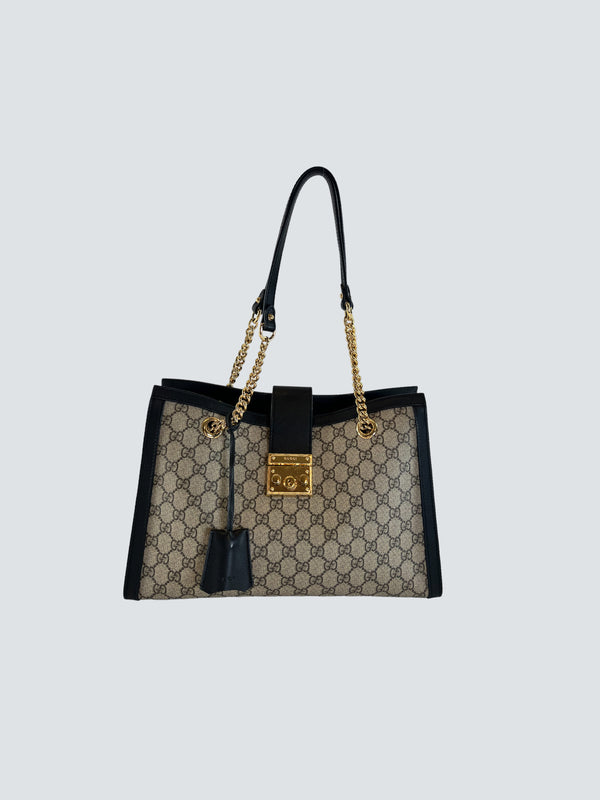 Gucci Monogram Canvas Medium Padlock GG Shoulder  Handbag