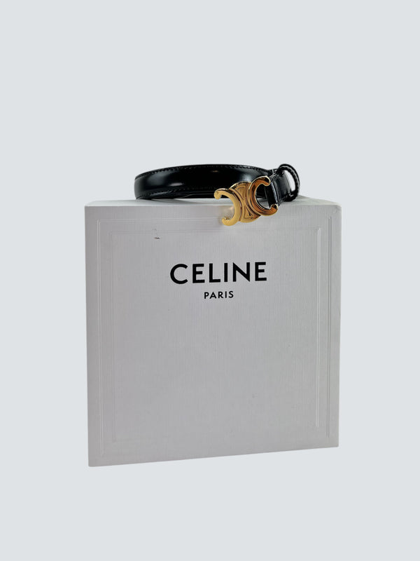 Celine Black Leather Belt - 75cm