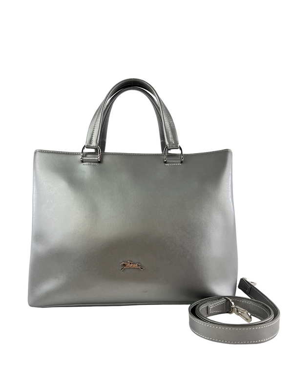 Longchamp Silver Leather Handbag
