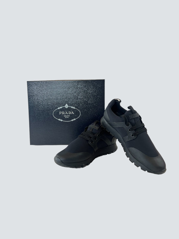 Prada Black Neoprene Sneakers Size UK 4