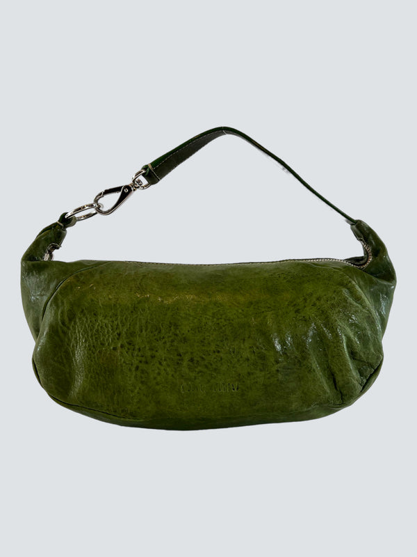 MiuMiu Small Green Leather Hobo