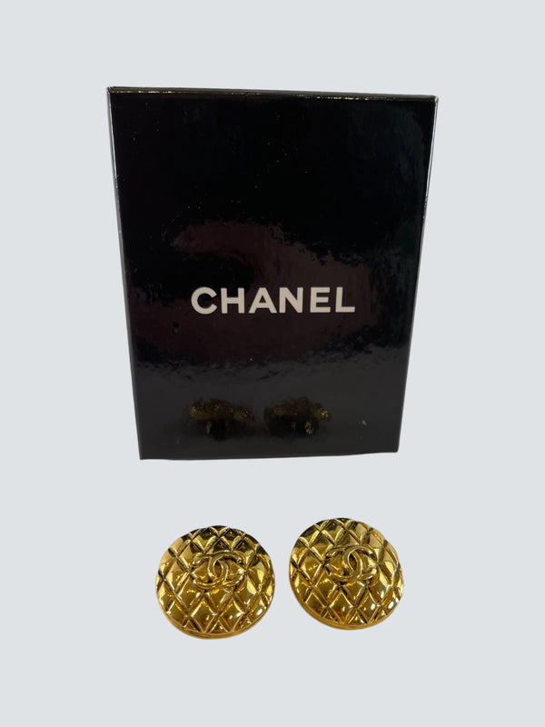 Chanel Vintage 1990s Goldtone ClipOn Earrings